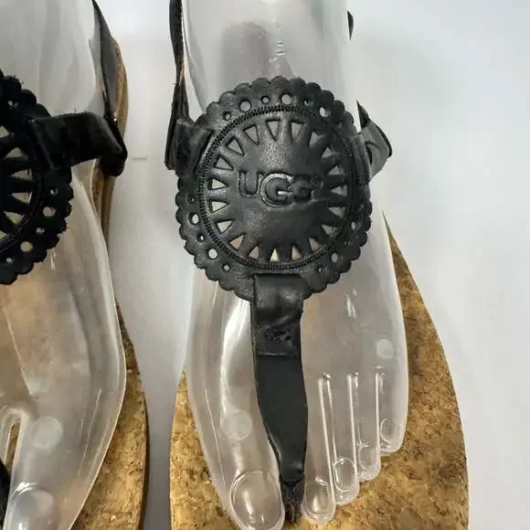 UGG Women's Ayden II Leather Thong Strap Sandals Shoes Size 10 - Picture 4 of 9